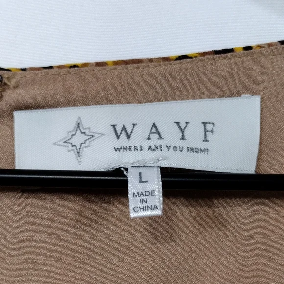 WAYF Leopard Print Faux Wrap Boho Midi Dress Women's L Brown Boho Retro 90s Y2K - Picture 9 of 10